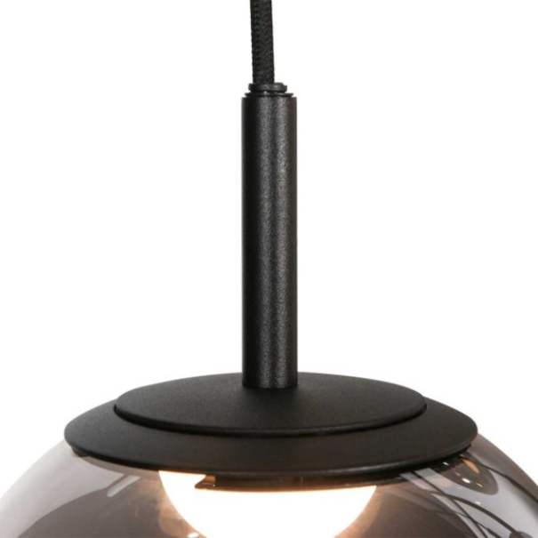 Steinhauer Modern Industrieel hanglamp Bollique 5-lichts zwart met smoke glas