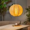 ETH Landelijk Japandi hanglamp Fabric 1-lichts Ø78 cm zand