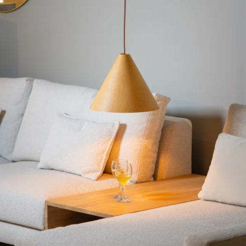 Scandinavisch Modern hanglamp Robin 1-lichts Ø45 cm eikenhout