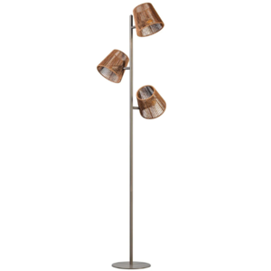 ETH Landelijk Japandi vloerlamp Daan 3-lichts anodic bruin
