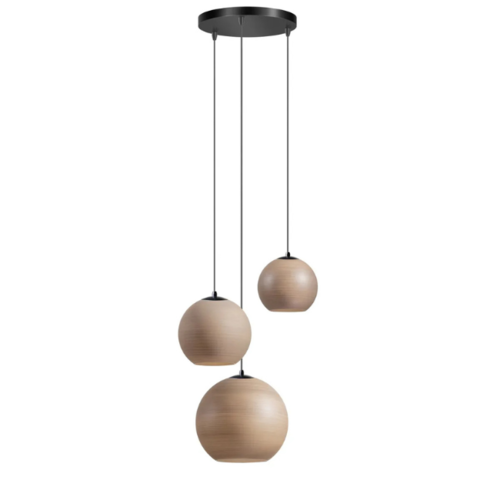 Modern Scandinavisch Orb Saturn hanglamp 3-lichts getrapt taupe