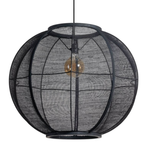 Oosterse hanglamp Fabric 1-lichts Ø78 cm zwart