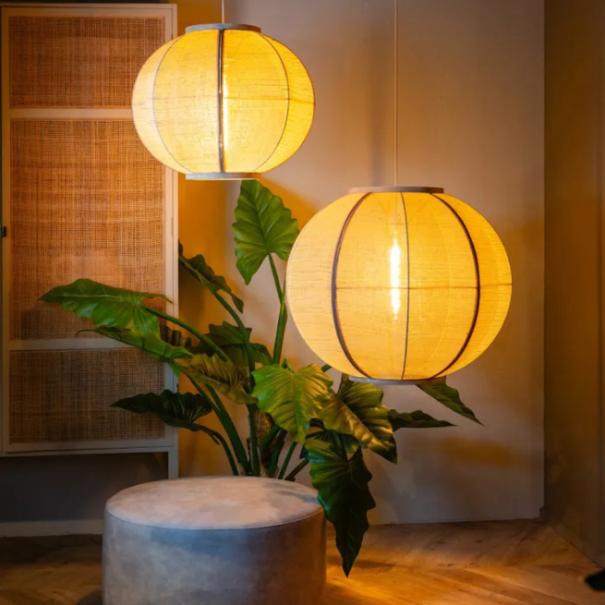 ETH Japandi hanglamp Fabric 1-lichts Ø68 cm zand
