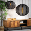 ETH Oosterse hanglamp Fabric 1-lichts Ø68 cm zwart
