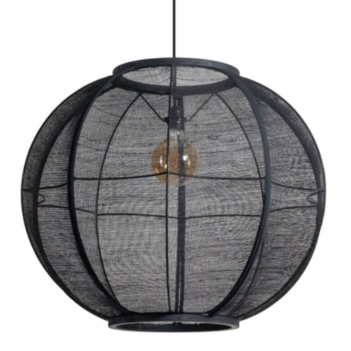 Oosterse hanglamp Fabric 1-lichts Ø68 cm zwart