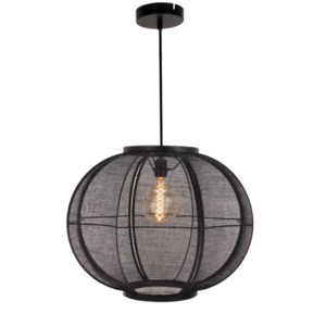 ETH Oosterse hanglamp Fabric 1-lichts Ø88 cm zwart