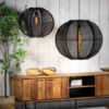 ETH Oosterse hanglamp Fabric 1-lichts Ø48 cm zwart