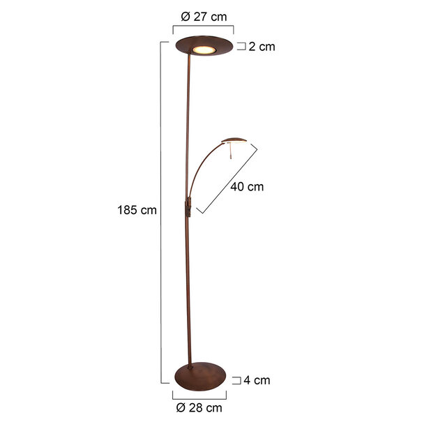 Steinhauer Retro klassiek vloerlamp Zenith 2-lichts brons met leeslamp