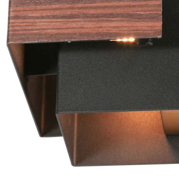 Steinhauer Modern landelijke wandlamp Muro 1-lichts zwart houtlook