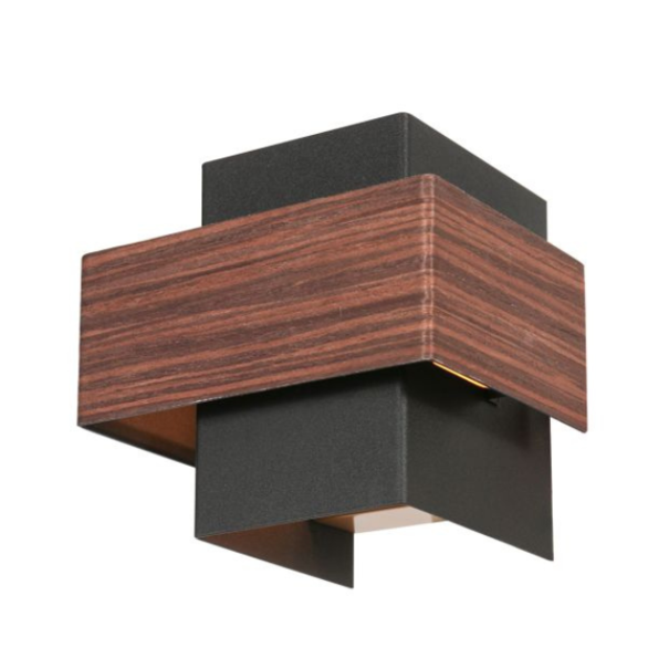 Steinhauer Modern landelijke wandlamp Muro 1-lichts zwart houtlook