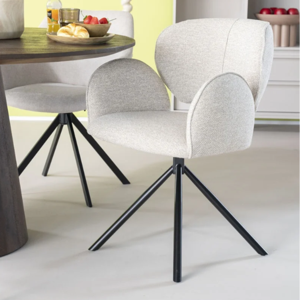 Eleonora Modern Scandinavisch eetkamerstoel Rosalin Moon beige