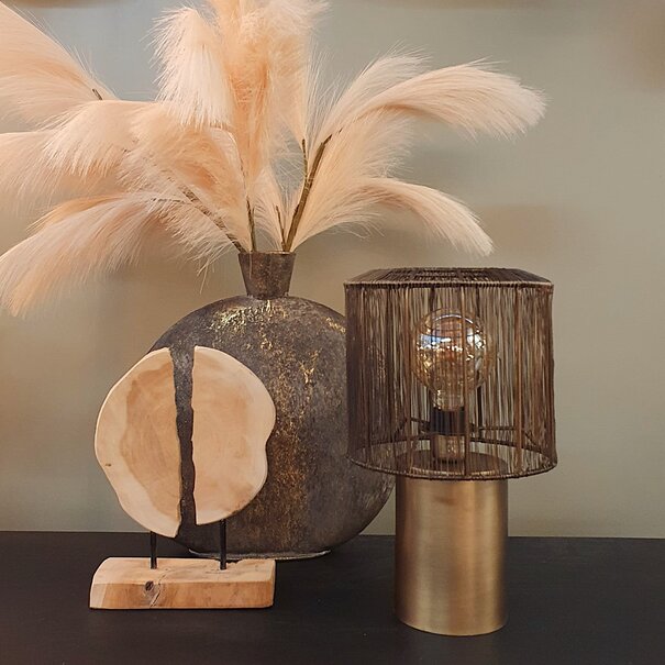 BelaLuz Landelijke Retro tafellamp Bronzi 1-lichts Antique Brass