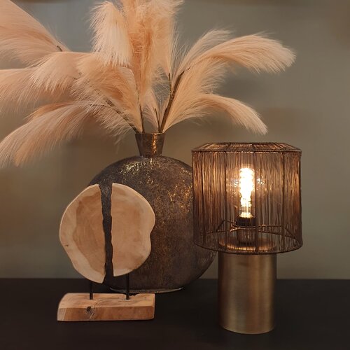 Landelijke Retro tafellamp Bronzi 1-lichts Antique Brass
