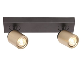 Opbouwspot Razza 2-lichts balk zwart goud
