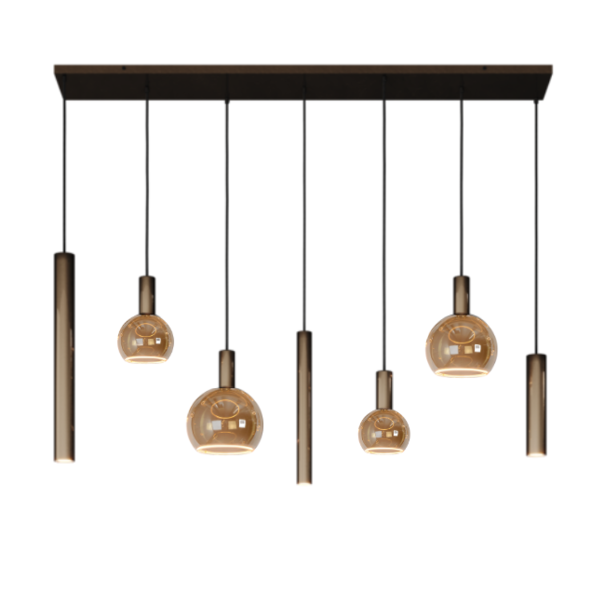 Ztahl Moderne hanglamp Riva 7-lichts 145 cm platinum