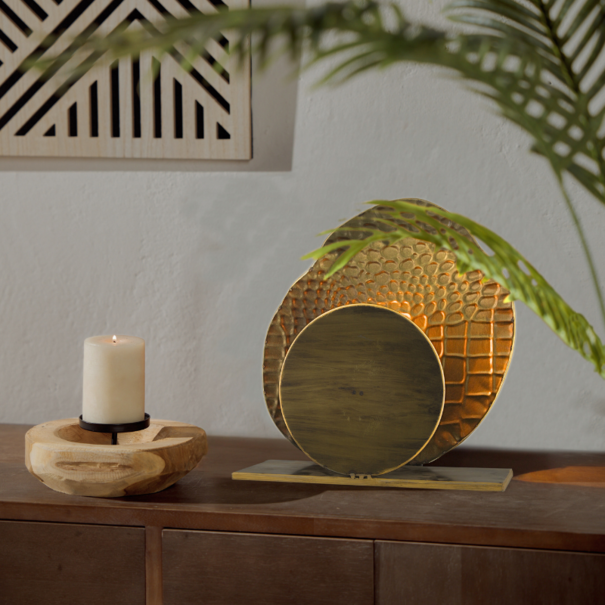 BelaLuz Hotel chique - design - tafellamp - 1-lichts - metaal - brons - Yilan