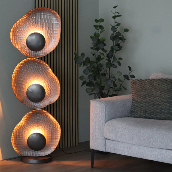 BelaLuz Modern - design - vloerlamp - 3-lichts - organisch - metaal antraciet - Yilan