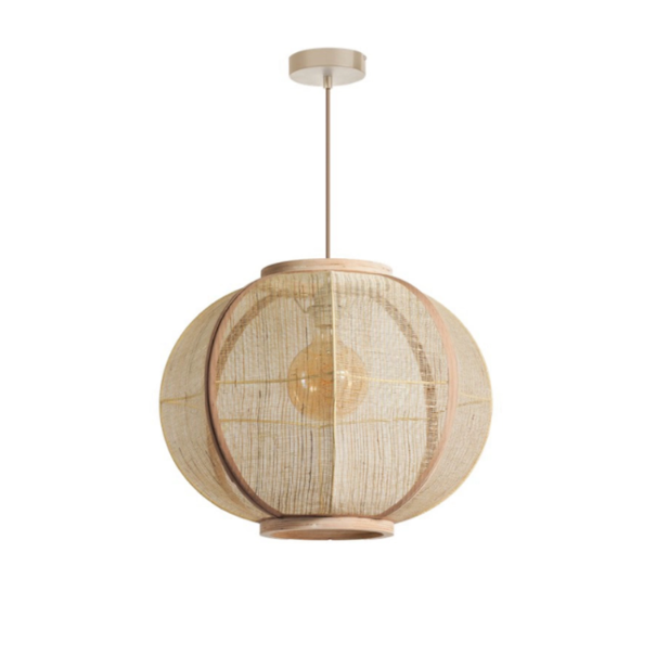 ETH Japandi hanglamp Fabric 1-lichts zand Ø48 cm