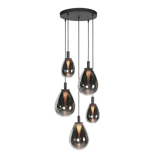 Design modern hanglamp Glimsy 1-lichts zwart met smoke glas
