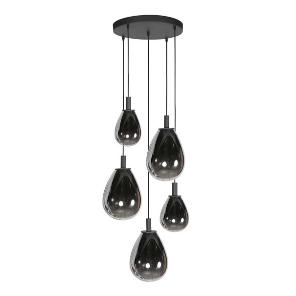 Steinhauer Design modern hanglamp Glimsy 1-lichts zwart met smoke glas