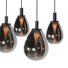 Steinhauer Design modern hanglamp Glimsy 5-lichts zwart met smoke glas