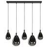 Steinhauer Design modern hanglamp Glimsy 5-lichts zwart met smoke glas