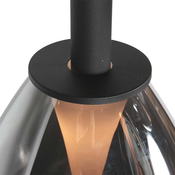 Steinhauer Design modern hanglamp Glimsy 5-lichts zwart met smoke glas