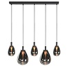 Steinhauer Design modern hanglamp Glimsy 5-lichts zwart met smoke glas