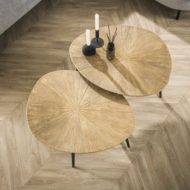 BelaLuz Industrieel hotel chique salontafel Taro 2 set brons metal organisch
