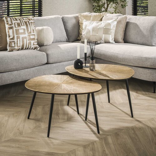 Industrieel hotel chique salontafel Taro 2 set brons metal organisch