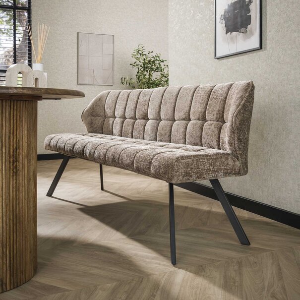 BelaLuz Modern Scandinavisch eetkamerbank Turn Rich champagne