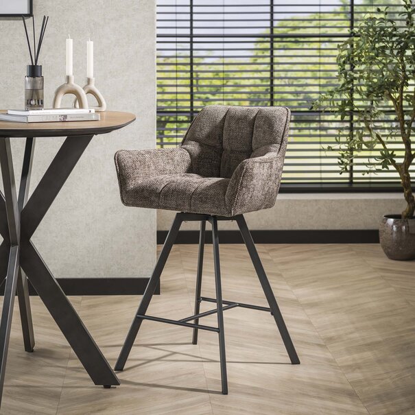 BelaLuz Moderne Scandinavische barstoel Turn draaibaar Rich taupe