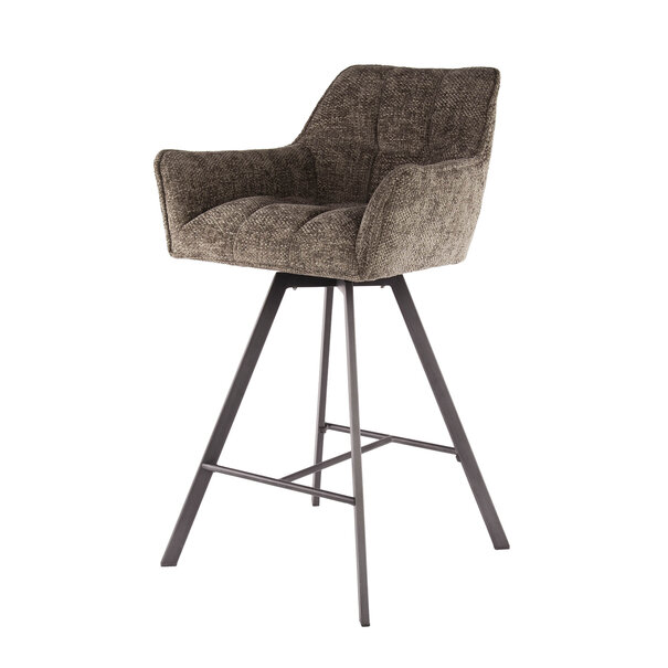 BelaLuz Moderne Scandinavische barstoel Turn draaibaar Rich taupe
