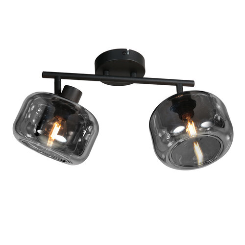 Modern Industrieel opbouwspot Tenebris 2-lichts smoke