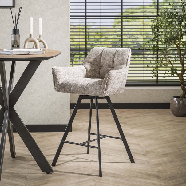 BelaLuz Moderne Scandinavische barstoel Turn Rich zandkleur