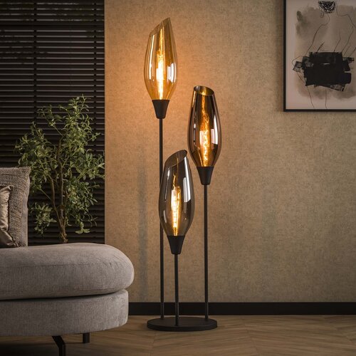 Design vloerlamp Sferra XL 3-lichts mixed glass