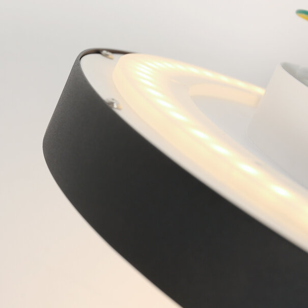 Steinhauer Modern Scandinavisch plafondlamp Flady Ø40 cm zwart