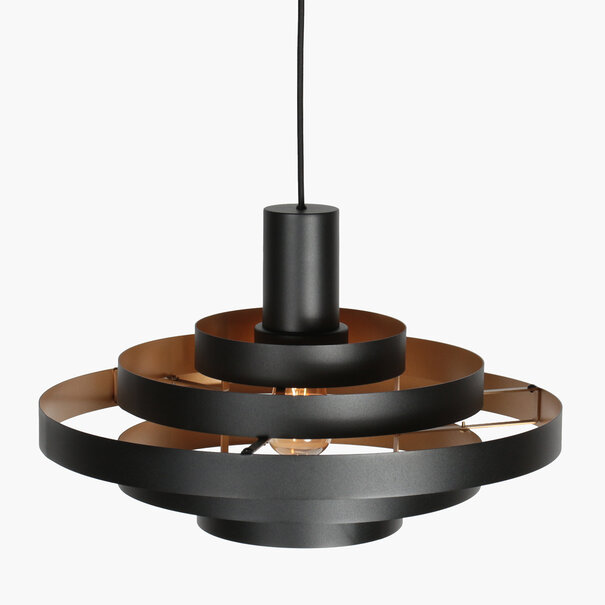 Steinhauer Retro hotel chique hanglamp Halo Cirque 1-lichts zwart goud