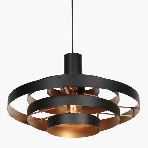 Retro hotel chique hanglamp Halo Cirque 1-lichts zwart goud