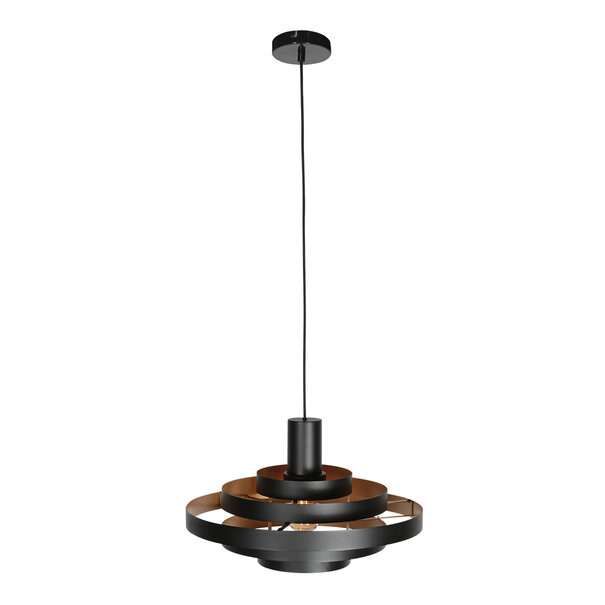 Steinhauer Retro hotel chique hanglamp Halo Cirque 1-lichts zwart goud