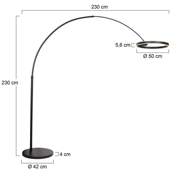 Steinhauer Modern Scandinavisch vloerlamp Ringlux 1-lichts zwart