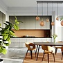 Hotel Chique hanglamp Bollique 6-lichts goud met amber glas
