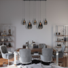 Steinhauer Design modern hanglamp Glimsy 5-lichts zwart met smoke glas