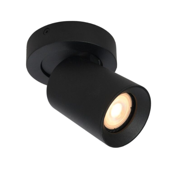 Artdelight Modern Industriële opbouwspot Megano 1-lichts zwart rond