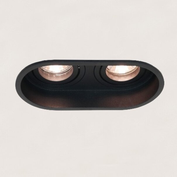 Artdelight industrieel modern inbouwspot Rex 2-lichts zwart diep