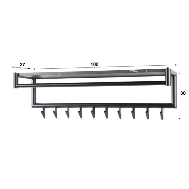 BelaLuz Moderne kapstok Costa 10 haken 3D zwart