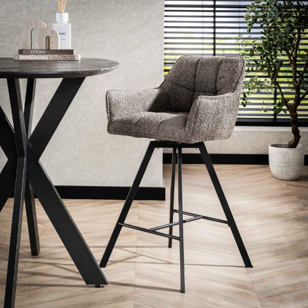 BelaLuz Moderne barstoel Turn bouclé taupe