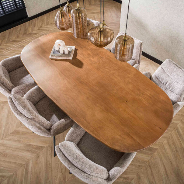 BelaLuz Moderne landelijke eetkamertafel Cliff 215 cm mangohout zandkleur