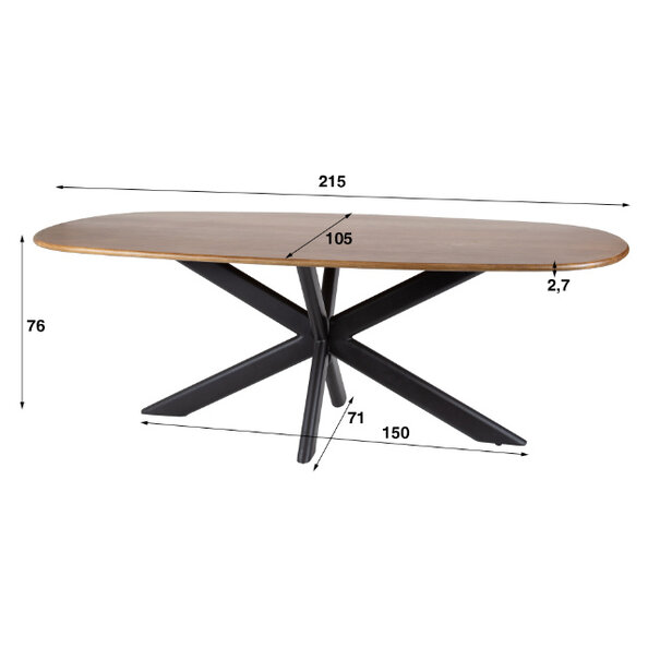 BelaLuz Moderne landelijke eetkamertafel Cliff 180 cm zandkleur mangohout