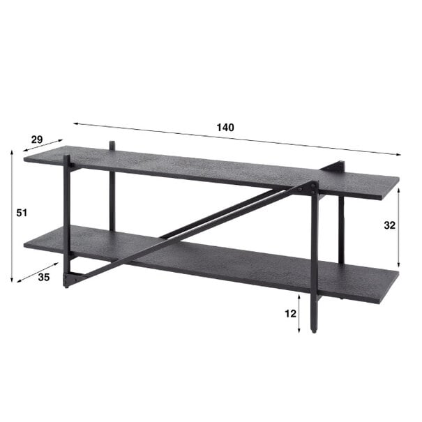 BelaLuz Modern Industriële TV meubel Piega 140 cm grijs